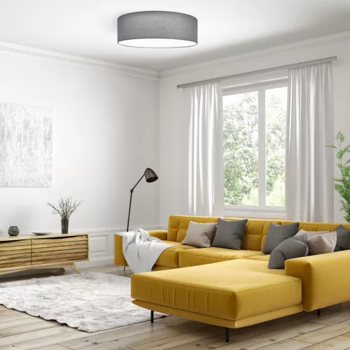 Plafoniera LED tavan Navaris, 22W, diametru 32 cm, telecomanda, gri/gri deschis, plastic/metal