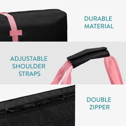 Husa schiuri Navaris, 190x15x30 cm, 1680D, fermoar dublu, curele captusite, negru/roz, poliester