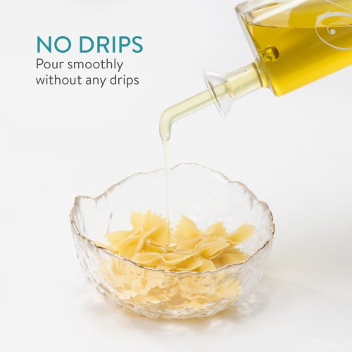 Set recipiente ulei si otet Navaris, 2x220 ml, sticla borosilicata, maro, sticla/lemn