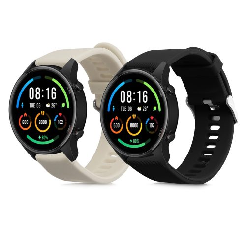 2 db szíjkészlet Xiaomi Mi Watch/Mi Watch Color Sport, Kwmobile, fekete/szürke, szilikon, 58466.02