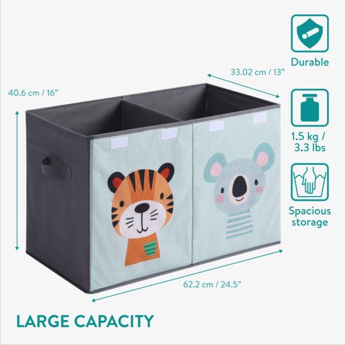 Cutie mare depozitare jucarii Navaris, cu capac, separator, 62.2x33x40.6 cm, multicolor, plastic