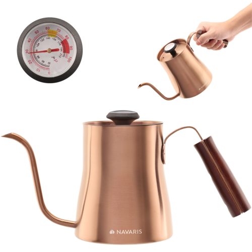 Ceainic gooseneck Navaris, cu termometru, 1000 ml, pentru cafea, 54695.02