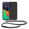 Kwmobile tok nyakpánttal Samsung Galaxy A14 5G-hez, átlátszó/fekete, szilikon, 61193.03