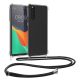 Kwmobile tok nyakpánttal Sony Xperia 10 V-hez, átlátszó/fekete, szilikon, 61195.03