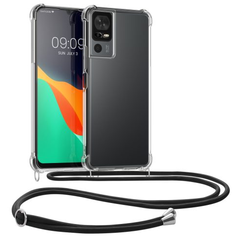 Kwmobile tok nyakpánttal TCL 40 SE-hez, átlátszó/fekete, szilikon, 61198.01