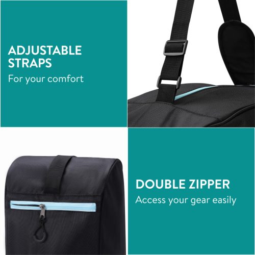 Set huse schi si clapari Navaris, geanta schi 190 cm, compartiment clapari 42x38x22 cm, negru, textil