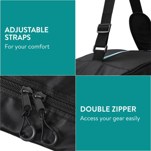 Set huse schi si clapari Navaris, geanta schi 170 cm, compartiment clapari 42x38x22 cm, negru, textil