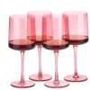 Set 4 Pahare Vin Navaris, 400 ml, cu picior, roz, design modern, 56212.04