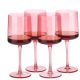 Set 4 Pahare Vin Navaris, 400 ml, cu picior, roz, design modern, 56212.04
