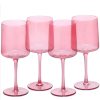 Set 4 Pahare Vin Navaris, 400 ml, cu picior, roz, design modern, 56212.04