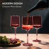 Set 4 Pahare Vin Navaris, 400 ml, cu picior, roz, design modern, 56212.04