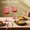 Set 4 Pahare Vin Navaris, 400 ml, cu picior, roz, design modern, 56212.04