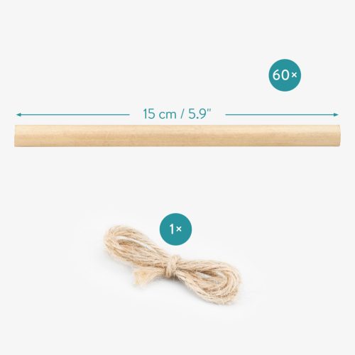 Set 60 Tuburi bambus pentru albine Navaris, 15x12x12 cm, cu sfoara de legat, 61288.01