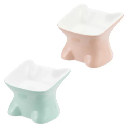 Set 2 boluri ceramica pentru pisici Navaris, 120 ml, design ridicat, ceramica, 61289.06
