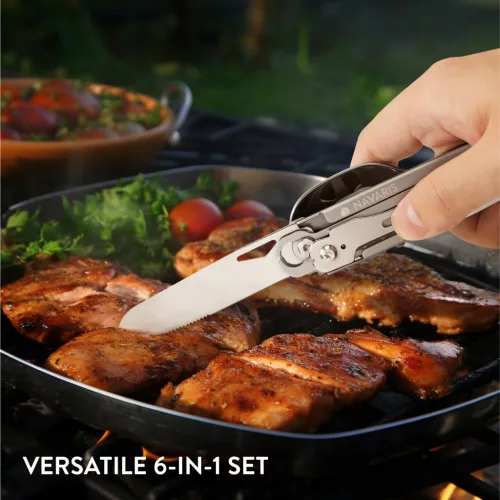 Set tacamuri de calatorie pliabile 6 in 1, din otel inoxidabil, cu sac depozitare, 60998.01
