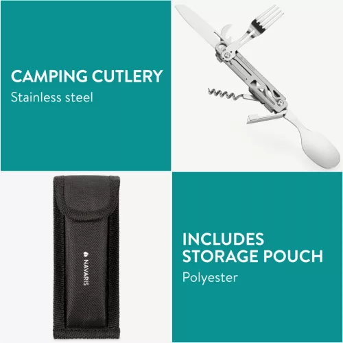 Set tacamuri de calatorie pliabile 6 in 1, din otel inoxidabil, cu sac depozitare, 60998.01
