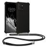 Kwmobile tok Motorola ThinkPhone-hoz nyakpánttal, fekete, szilikon, 61498.01