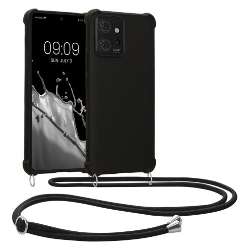 Kwmobile tok Motorola ThinkPhone-hoz nyakpánttal, fekete, szilikon, 61498.01