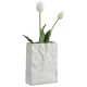 Vaza decorativa Navaris Purse, 14.5x6.5x20 cm, cu maner, bej, ceramica