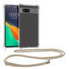Kwmobile Google Pixel 7a telefontok nyakpánttal, átlátszó/krém, szilikon, 61608.21