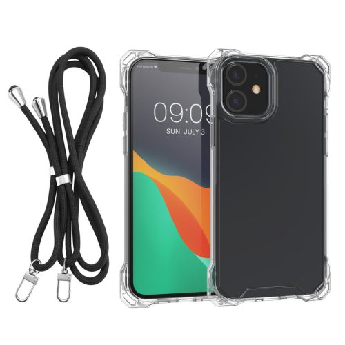 Kwmobile tok levehető nyakpánttal Apple iPhone 11-hez, átlátszó/fekete, polikarbonát, 61610.01