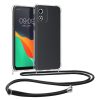 Kwmobile tok nyakpánttal Motorola Moto E13 készülékhez, átlátszó/fekete, szilikon, 61623.01