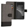 Kwmobile tok Motorola Moto E13 készülékhez, szürke/fekete, textil/szilikon, 61626.22