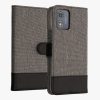 Kwmobile tok Motorola Moto E13 készülékhez, szürke/fekete, textil/szilikon, 61626.22