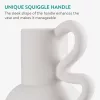 Vaza pitcher sculpturala Navaris, 15.5x11x19 cm, cu maner, dolomit, alb, plastic
