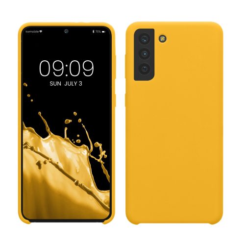 Kwmobile tok Samsung Galaxy S21 Plus-hoz, sárga, szilikon, 54066.165