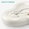 Tava ceramica Navaris, design abstract Cloud, 24x16.5x3 cm, pentru bijuterii, alb, ceramica