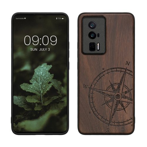 Kwmobile Poco F5 Pro tok, barna, fa/szilikon, 61662.01