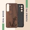 Kwmobile tok Samsung Galaxy S23 Plus-hoz, barna, fa/szilikon, 61686.04