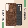 Kwmobile tok Samsung Galaxy S23 Plus-hoz, barna, fa/szilikon, 61686.03