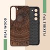 Kwmobile tok Samsung Galaxy S23-hoz, barna, fa/szilikon, 61685.03