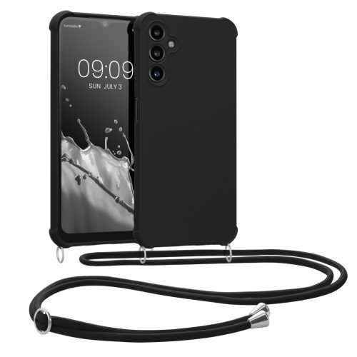 Kwmobile tok nyakpánttal Samsung Galaxy A14 5G-hez, fekete, szilikon, 60819.01