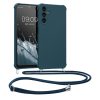 Kwmobile tok nyakpánttal Samsung Galaxy A14 5G-hez, sötétkék, szilikon, 60819.17
