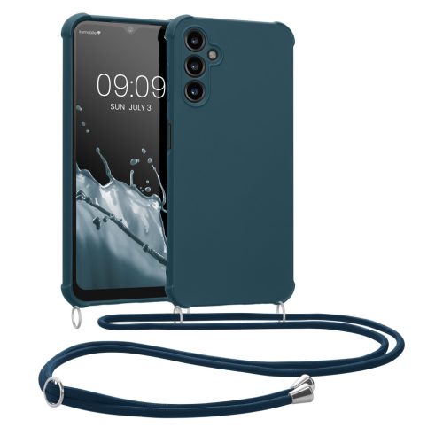Kwmobile tok nyakpánttal Samsung Galaxy A14 5G-hez, sötétkék, szilikon, 60819.17