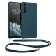Kwmobile tok nyakpánttal Samsung Galaxy A14 5G-hez, sötétkék, szilikon, 60819.17