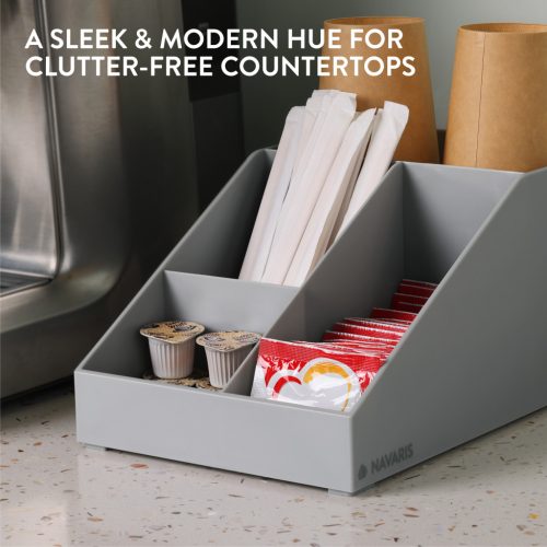 Organizator accesorii cafea Navaris, 4 compartimente, 25.4x16x12.3 cm, HIPS, gri, plastic