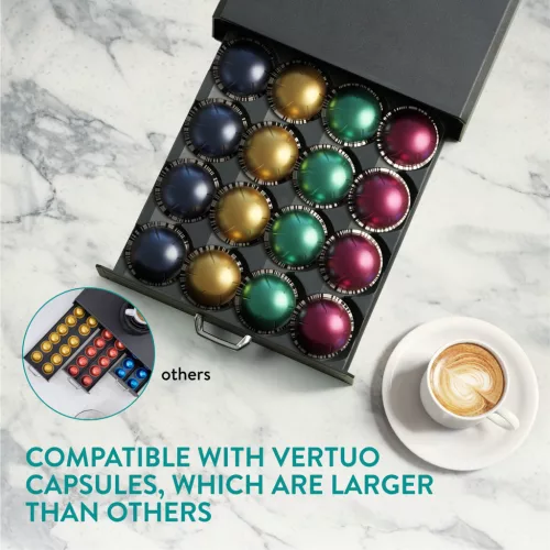 Suport capsule Vertuo Navaris, sertar 43x23.6x5.8 cm, acces rapid, negru, plastic