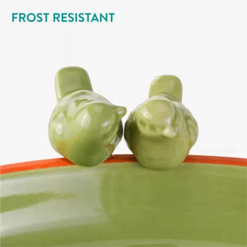 Baie pentru pasari rotunda Navaris, ceramica, 25 cm, pentru gradina, 61699.07