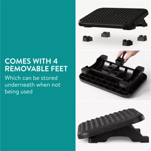 Suport picioare reglabil Navaris, 43x31 cm, 2 trepte, 0-18, birou, negru, plastic