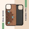 Kwmobile tok Apple iPhone 14-hez, barna, fa/szilikon, 59124.06