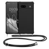 Kwmobile Google Pixel 7a telefontok nyakpánttal, fekete, szilikon, 61600.01