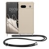 Kwmobile Google Pixel 7a telefontok nyakpánttal, krémszínű, szilikon, 61600.16