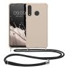 Kwmobile tok nyakpánttal Huawei P30 Lite-hoz, krémszínű, szilikon, 52079.16