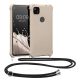 Kwmobile Google Pixel 4a telefontok nyakpánttal, krémszínű, szilikon, 53842.16