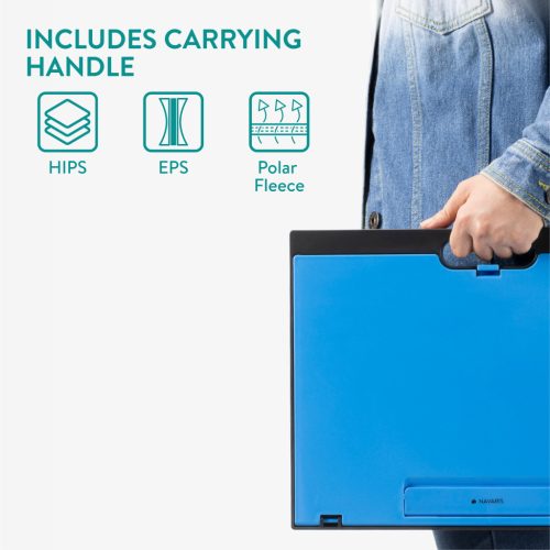 Masa reglabila laptop Navaris, 9 unghiuri, 37.6x28x5.8 cm, perna dubla, negru, plastic/textil