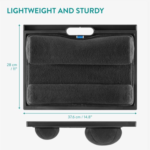 Masa reglabila laptop Navaris, 9 unghiuri, 37.6x28x5.8 cm, perna dubla, negru, plastic/textil